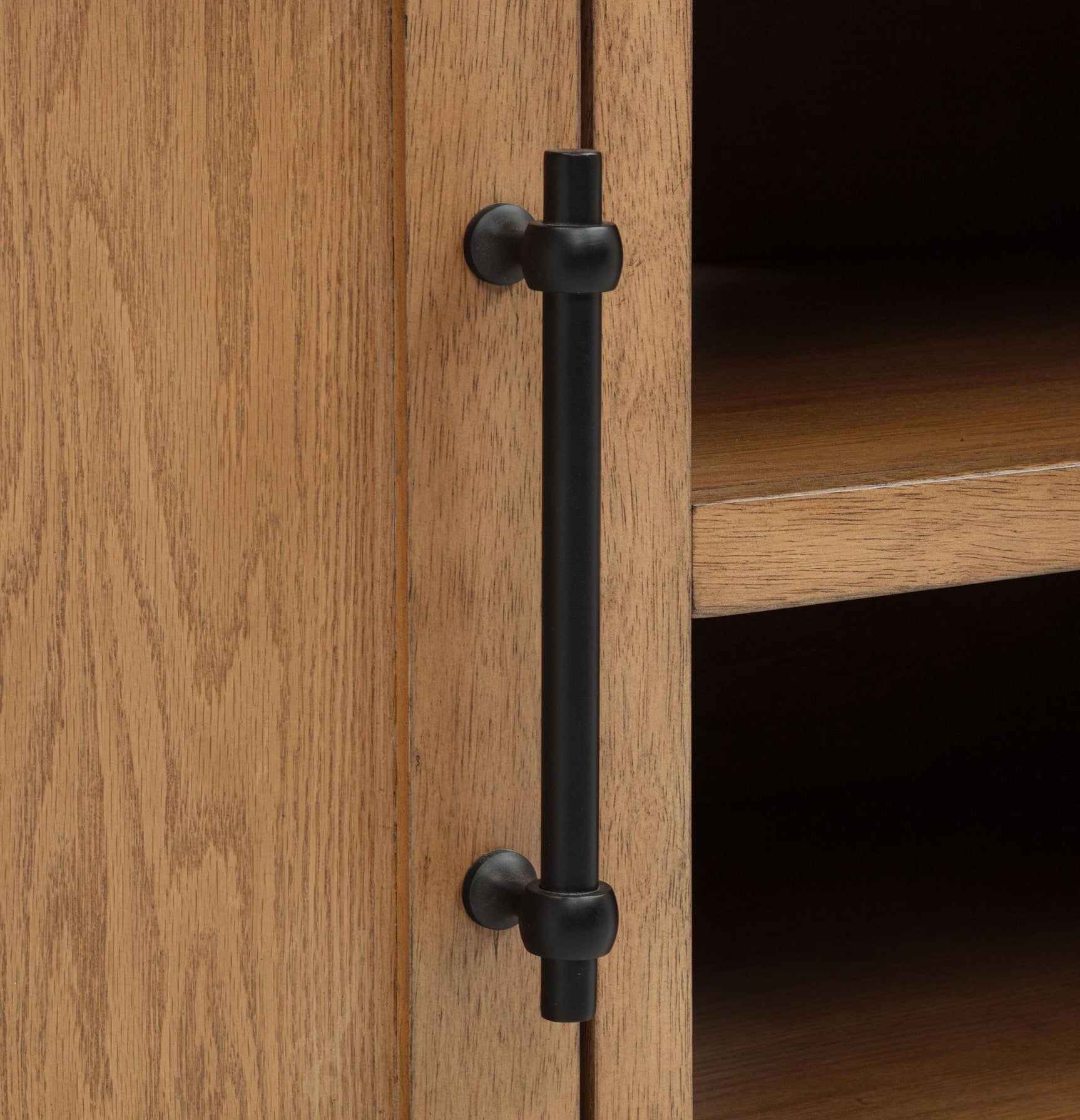 Beasley media console showing open center shelving