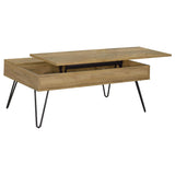 End table with open shelf in golden oak finish