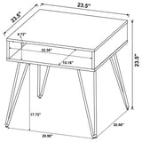 Side view of coffee and end tables