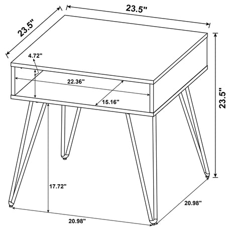 Side view of coffee and end tables