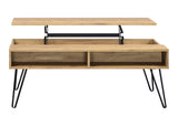 Close-up of Fanning Lift Top Storage Coffee Table lift mechanism and storage compartments