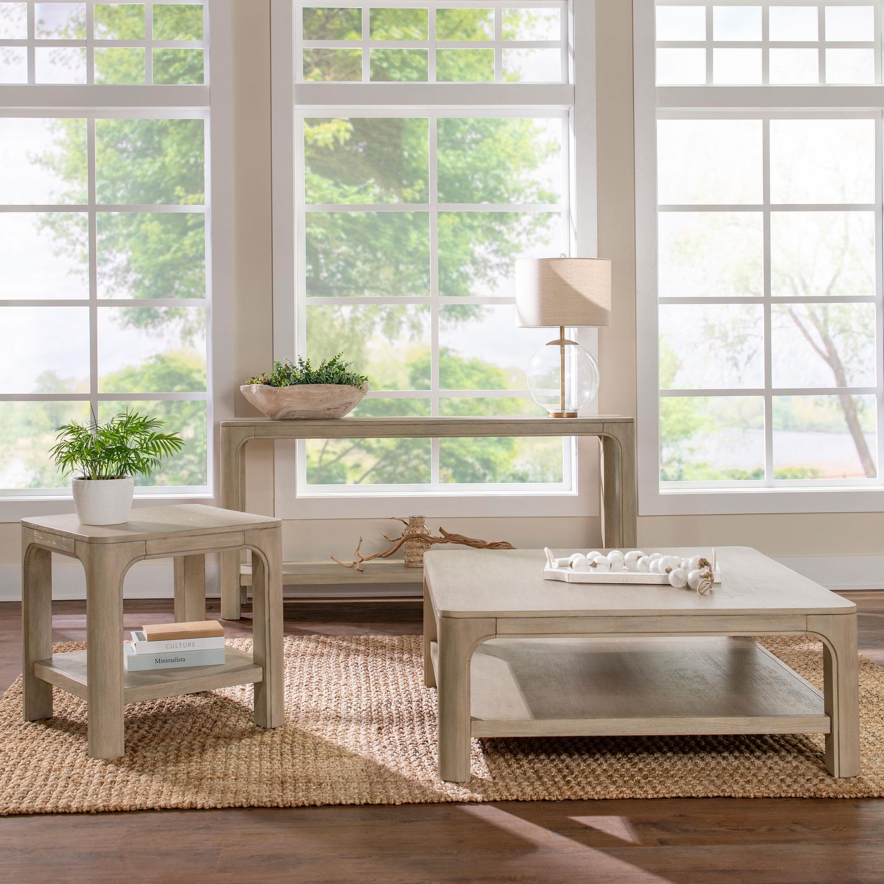 Profile view of Solano square wood side table