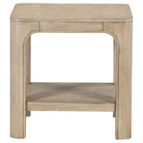 Detail of rounded corners on Solano coffee table set
