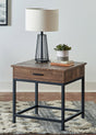 Byers Square End Table drawer open showing storage space