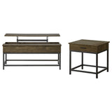 Byers lift-top coffee table showing black metal lift hardware detail