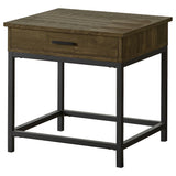 End table with lower shelf in brown oak veneer
