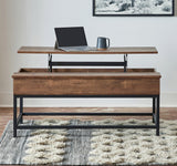 Lift-top raised showing hidden storage compartment of Byers coffee table
