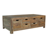 Esther 6-Drawer Storage Coffee Table Natural Sheesham - Ella Furniture