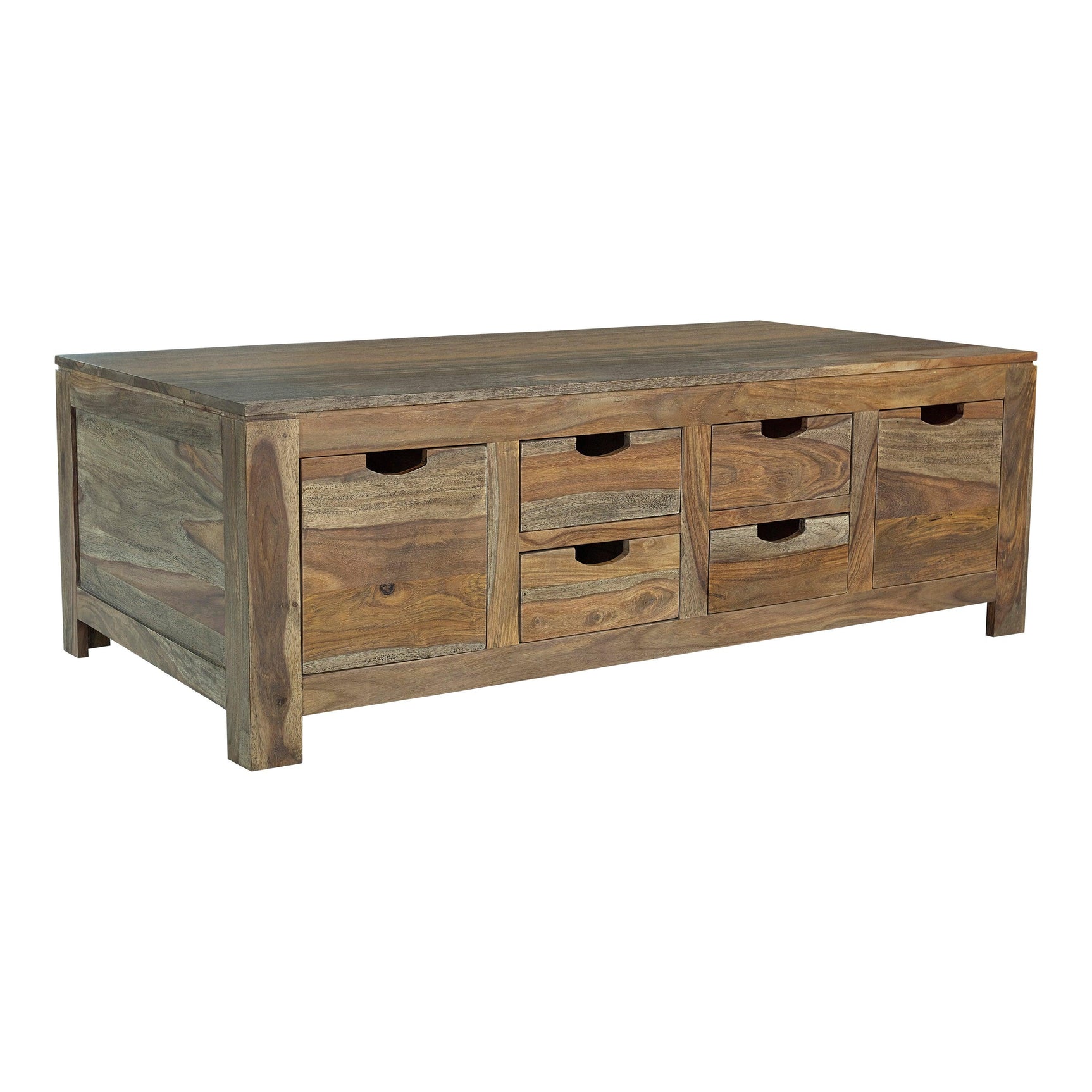 Esther 6-Drawer Storage Coffee Table Natural Sheesham - Ella Furniture