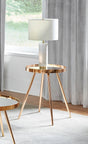 Kaelyn Round Mirror Top End Table Gold close-up on tabletop