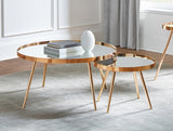Kaelyn nesting coffee tables gold finish, side view