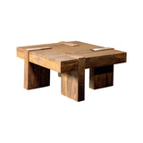 Skeet coffee table side angle highlighting iron cross-section base