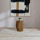 Top view of hexagonal mango wood end table