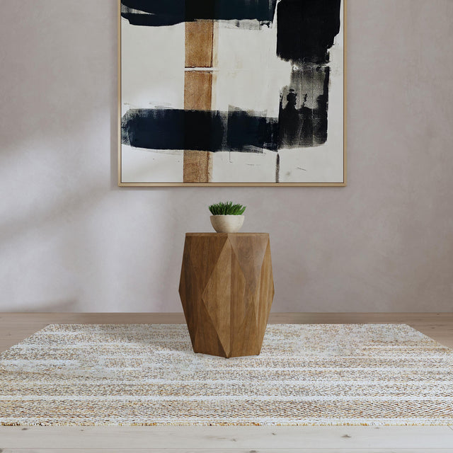 Top view of hexagonal mango wood end table