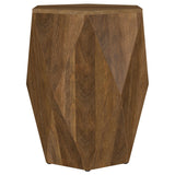 Close-up of rich mango wood grain on coffee table