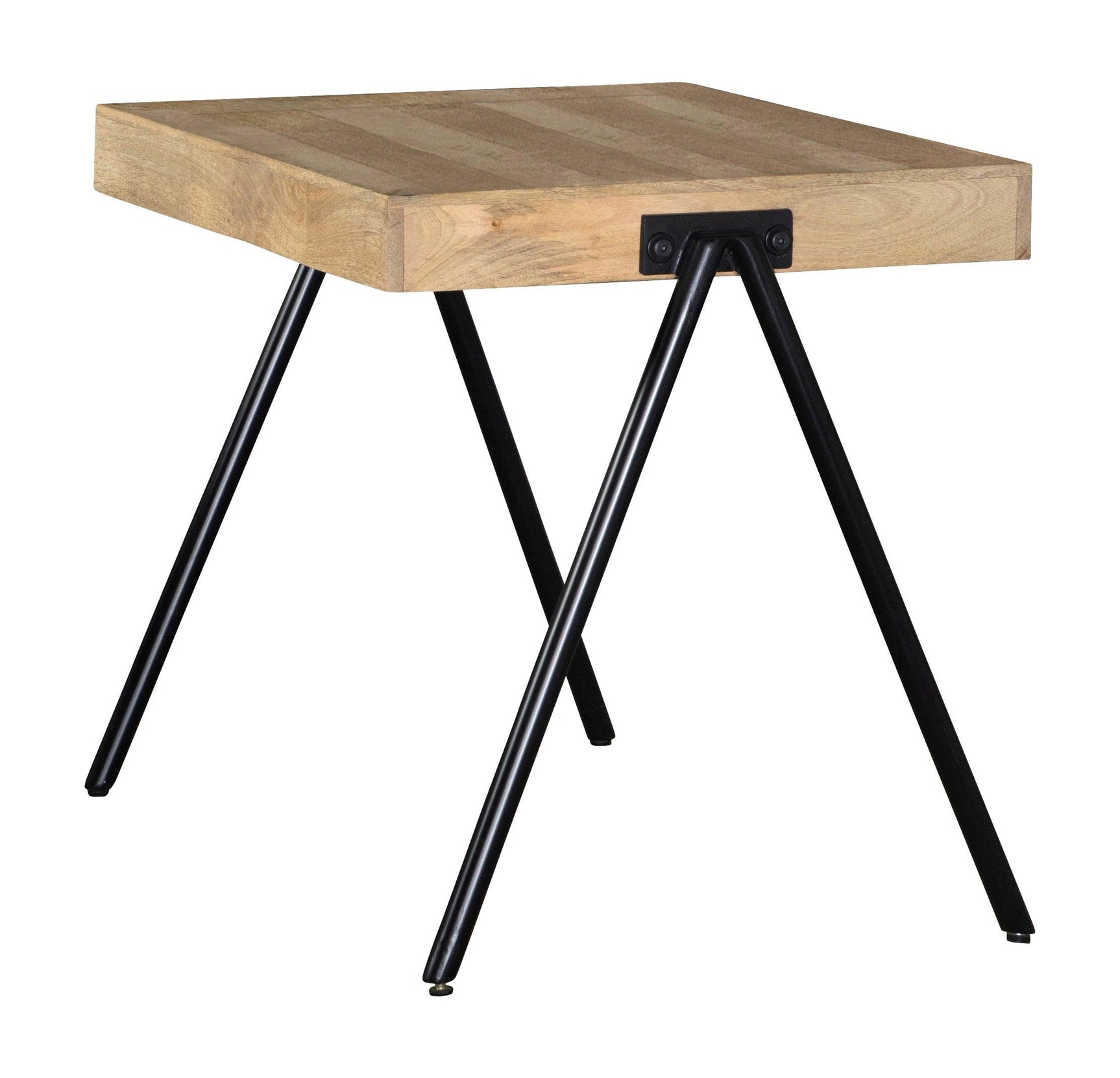 Avery Square End Table With Metal Legs Natural And Black - Ella Furniture