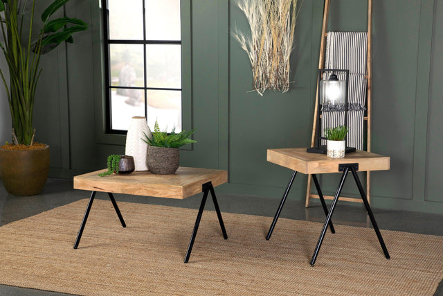 Avery Rectangular Coffee Table With Metal Legs Natural And Black - Ella Furniture