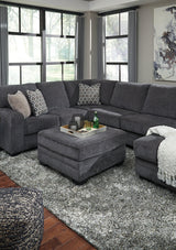 Tracling Slate Chenille Oversized Ottoman - Ella Furniture