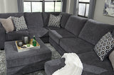 Tracling Slate Chenille Oversized Ottoman - Ella Furniture