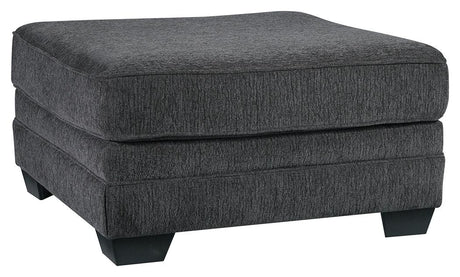 Tracling Slate Chenille Oversized Ottoman side angle