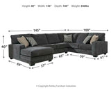 Room setting with Tracling Slate 3-piece sectional sofa and chaise