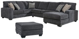 side profile of Tracling Slate 3-Piece Sectional Sofa