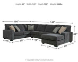 main angled perspective of Tracling Slate 3-Piece Sectional Sofa