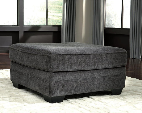 Tracling Slate Chenille Oversized Ottoman front view