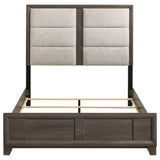 Farre Queen Upholstered Platform Panel Bed Dark Brown — product image 4
