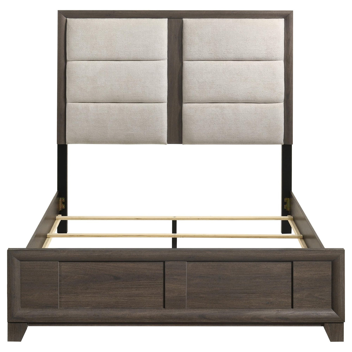 Farre Queen Upholstered Platform Panel Bed Dark Brown — product image 4