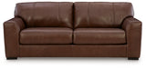 Detail of jumbo stitch on Brogliano Canyon Leather Sofa