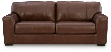Detail of jumbo stitch on Brogliano Canyon Leather Sofa
