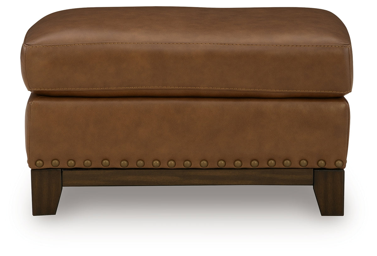 Saonara Amber Leather Ottoman side profile