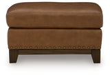 Saonara Amber Leather Ottoman side profile
