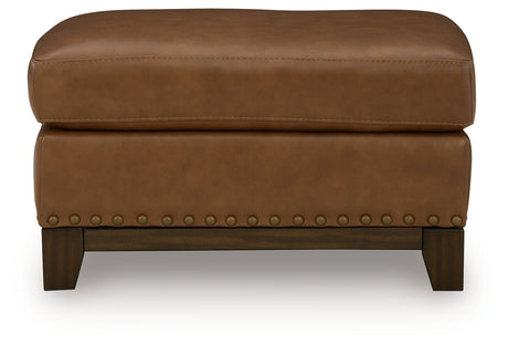 Saonara Amber Leather Ottoman side profile