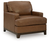 Side angle of Saonara Amber Leather Accent Chair