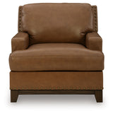 Head-on view of Saonara Amber Leather Accent Chair