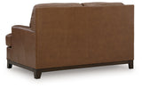 Nailhead trim and jumbo stitching detail on Saonara Loveseat