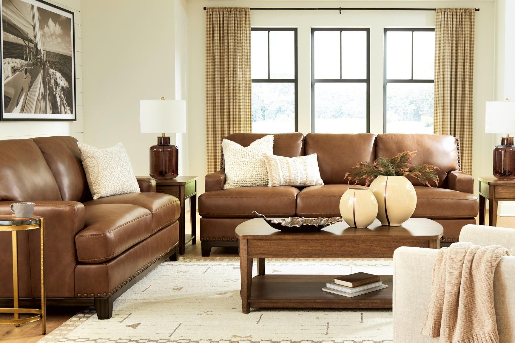 Saonara Amber Sofa and Loveseat set angled main view