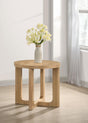 Close-up of knotty oak veneer top surface