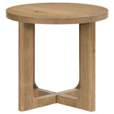 Side view showing intersecting curved wood panels base