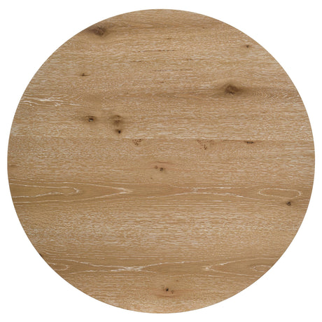 Kessler round wood coffee table set light oak, shown with coffee and end table