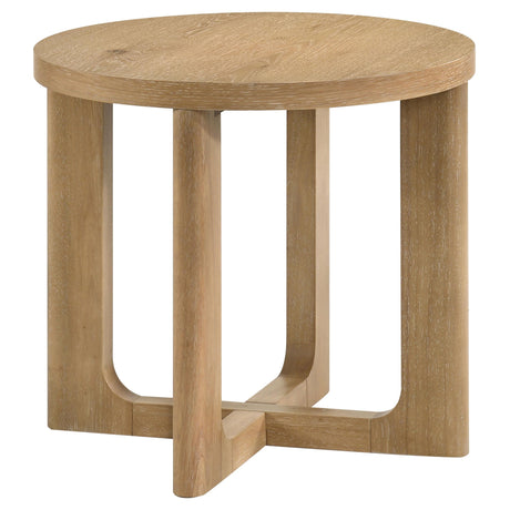 End table from Kessler 3-piece set showing light oak finish