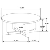 Kessler coffee table brown wood finish with natural grain