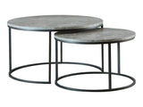 Side view of Lainey 2-piece nesting tables showing marble tops