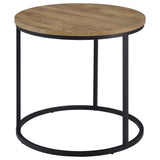 Top view of circular mango finish table top
