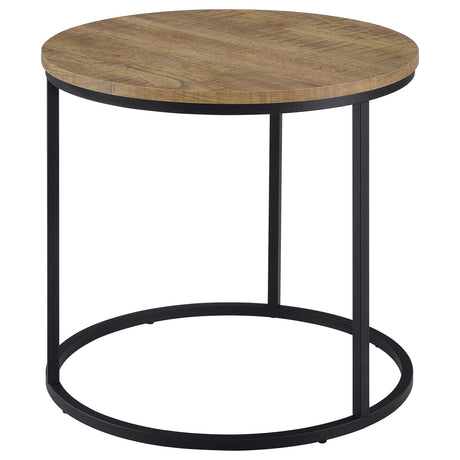 Top view of circular mango finish table top