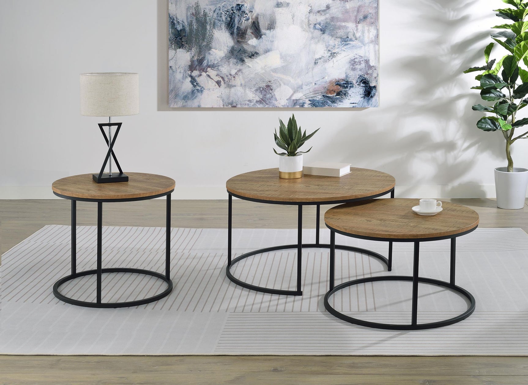Lainey round side table in living room setting