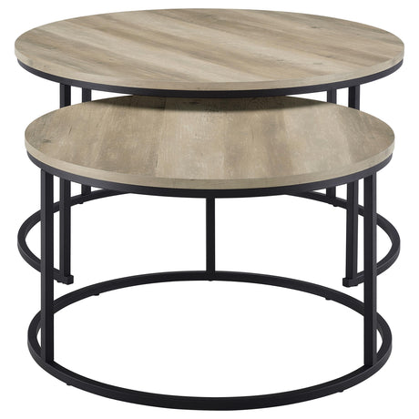 Lainey 2-piece round nesting coffee tables angled view