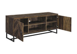Myles 2-Door TV Console rustic oak herringbone close-up of herringbone pattern